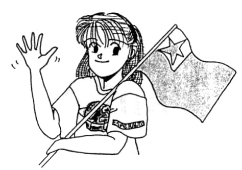 Hanako salutas
